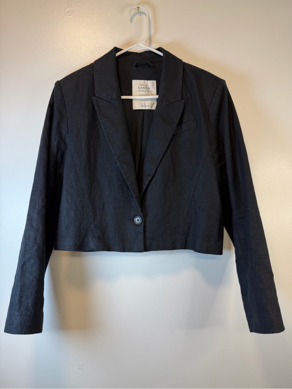 Abercrombie & Fitch Premium Linen Cropped Blazer Jacket Charcoal Women’s Large